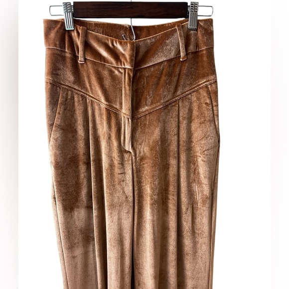 Stella Pardo High Waist Wide Leg Velour Camel Velour Size Small NWT MSRP$250‎ - Picture 4 of 13